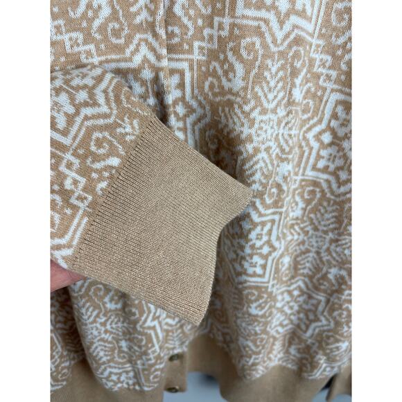 Lands’ End Ivory Snowflake Supima Cotton Sweater Cardigan Size Large - Picture 9 of 10